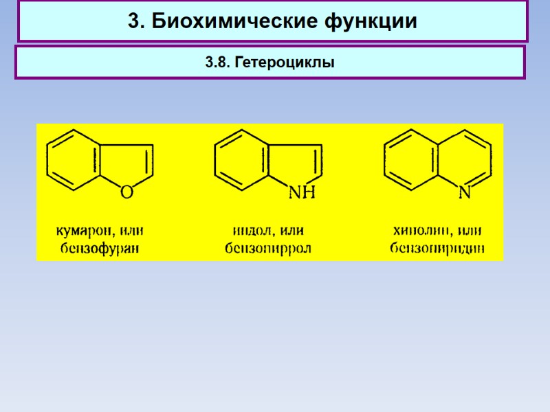 3. Биохимические функции 3.8. Гетероциклы